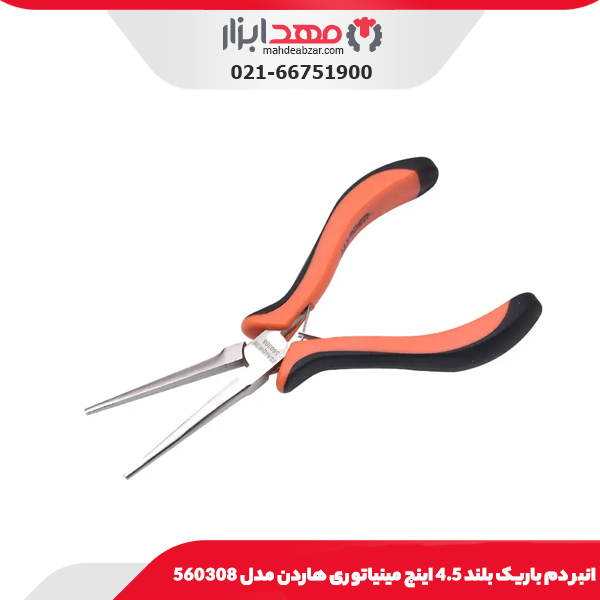 انبر دم باریک بلند 4.5 اینچ مینیاتوری هاردن مدل 560308